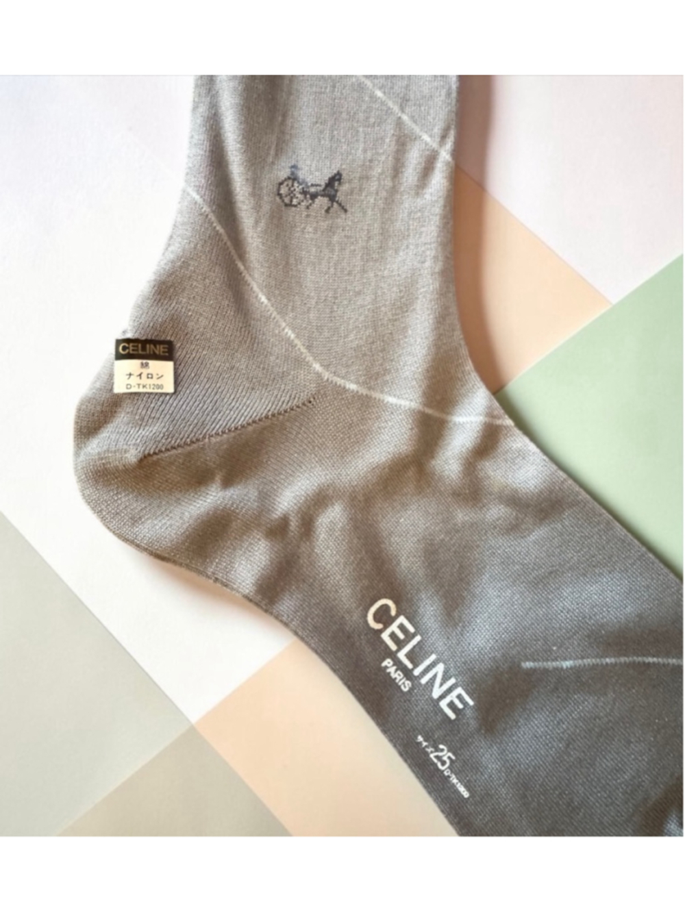 Celine Paris Hosiery Socks Gray White